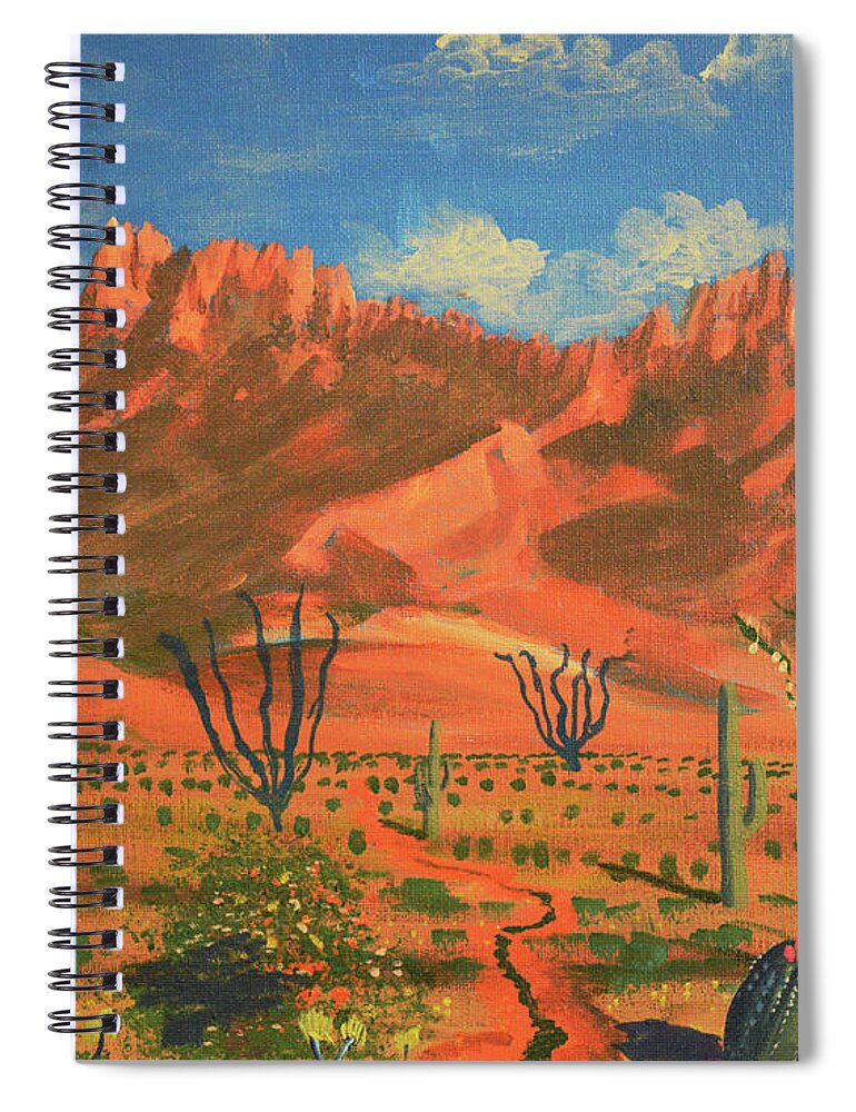 Catalina Mountains Spiral Notebook featuring the painting Catalina Mountains and Pusch Ridge Wilderness, Oro Valley, AZ by Chance Kafka