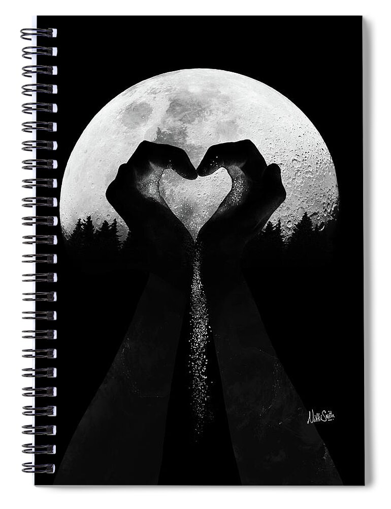 Moonlight Spiral Notebook featuring the digital art Catching Moonlight in Black and White by Nikki Marie Smith
