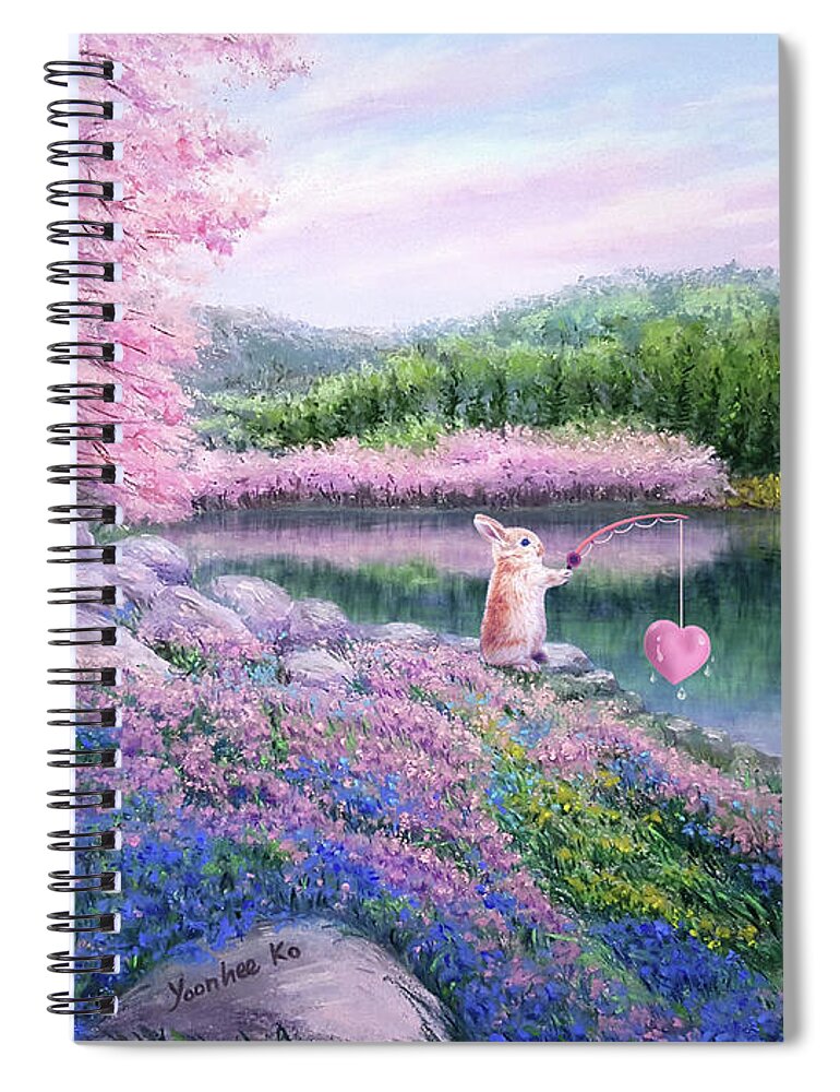 Bunny Spiral Notebook featuring the painting Cleansing My Heart  by Yoonhee Ko
