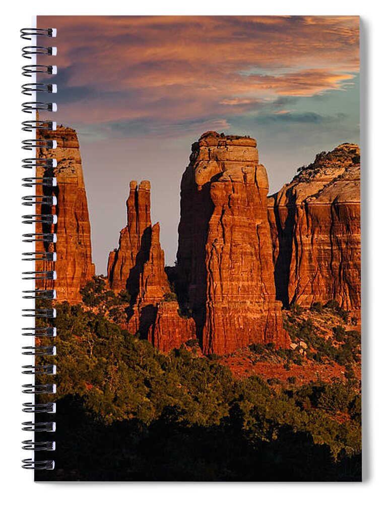 Sedona Spiral Notebook featuring the photograph Cathedral Rock Sunrise - Sedona - Arizona by Stuart Litoff