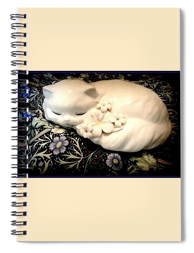 Cat Spiral Notebook featuring the photograph Caught Napping by VIVA Anderson