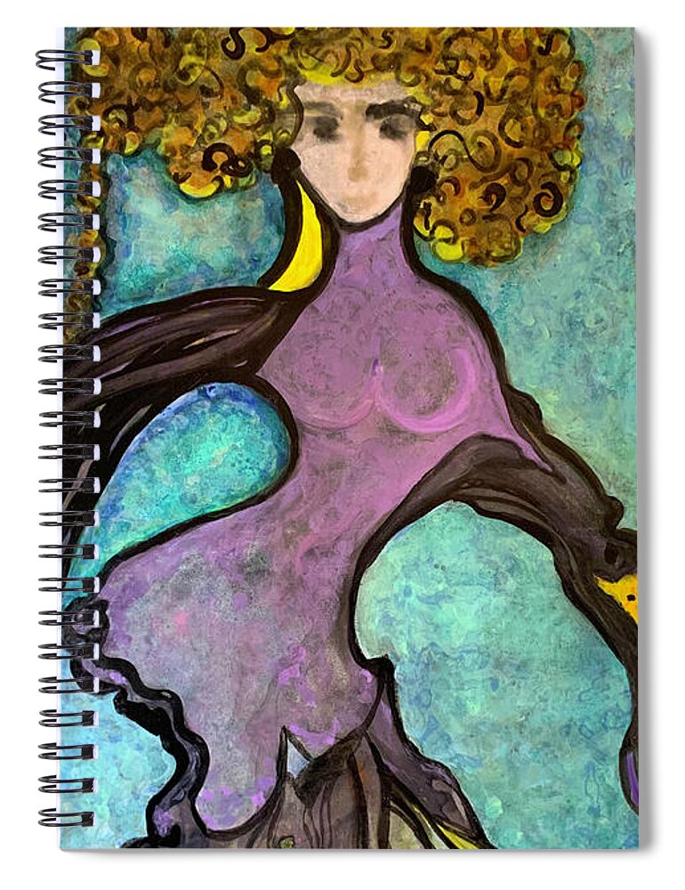 Girl Spiral Notebook featuring the painting Girl in Bloomers by Leslie Porter