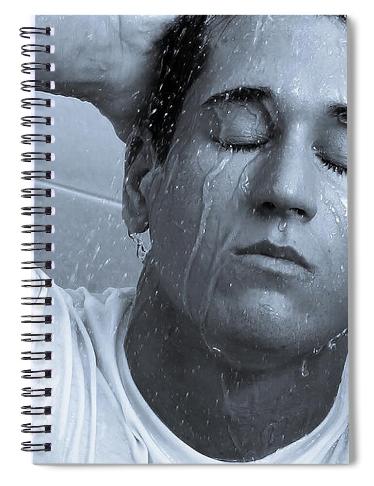 Caz Spiral Notebook featuring the photograph Caz in the shower by Jim Whitley