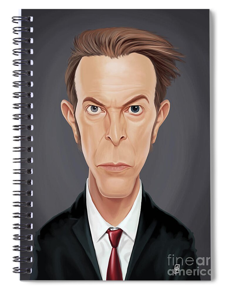 Illustration Spiral Notebook featuring the digital art Celebrity Sunday - David Bowie by Rob Snow