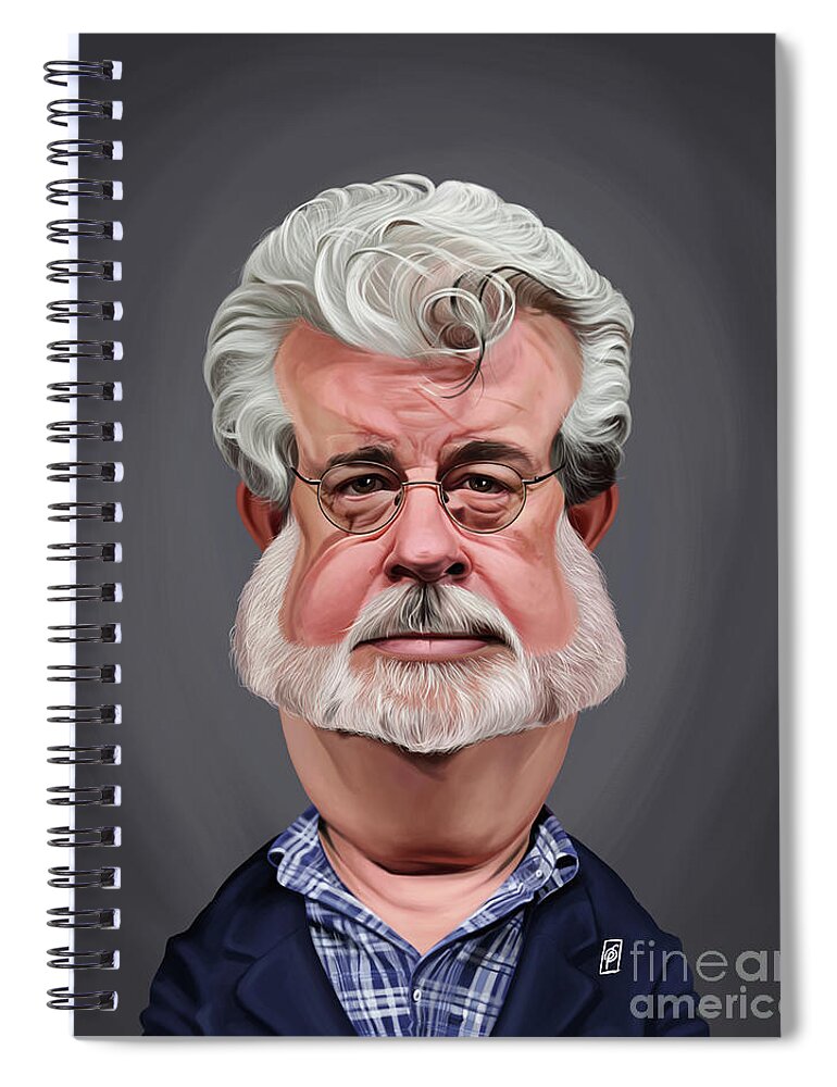 Illustration Spiral Notebook featuring the digital art Celebrity Sunday - George Lucas by Rob Snow