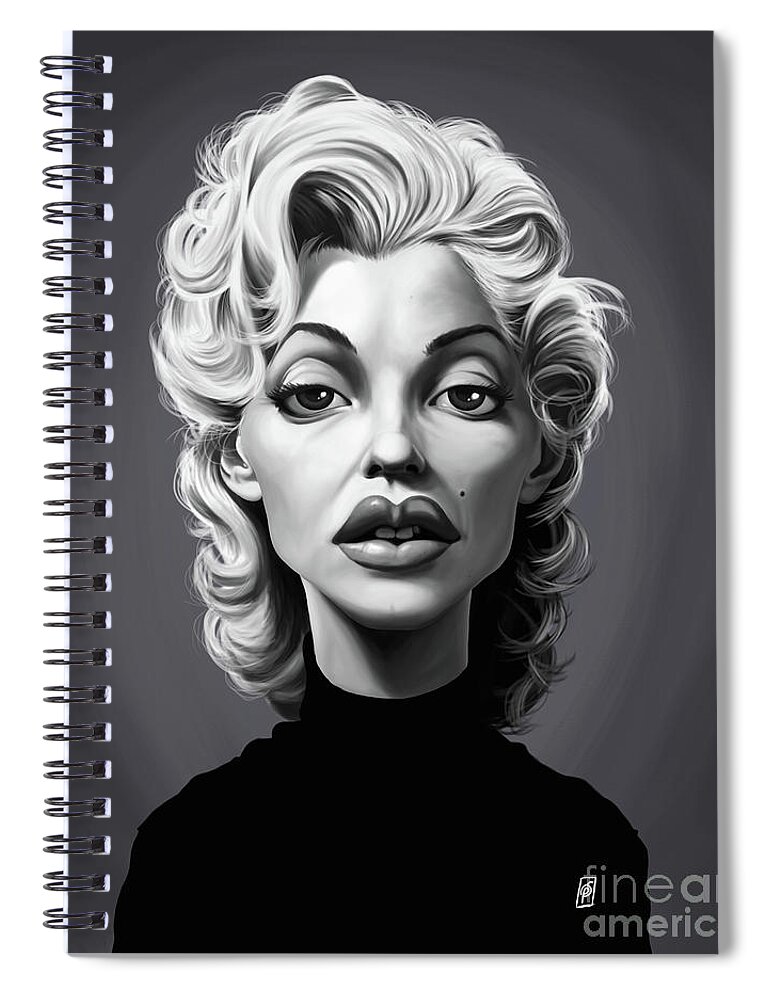 Illustration Spiral Notebook featuring the digital art Celebrity Sunday - Marilyn Monroe by Rob Snow
