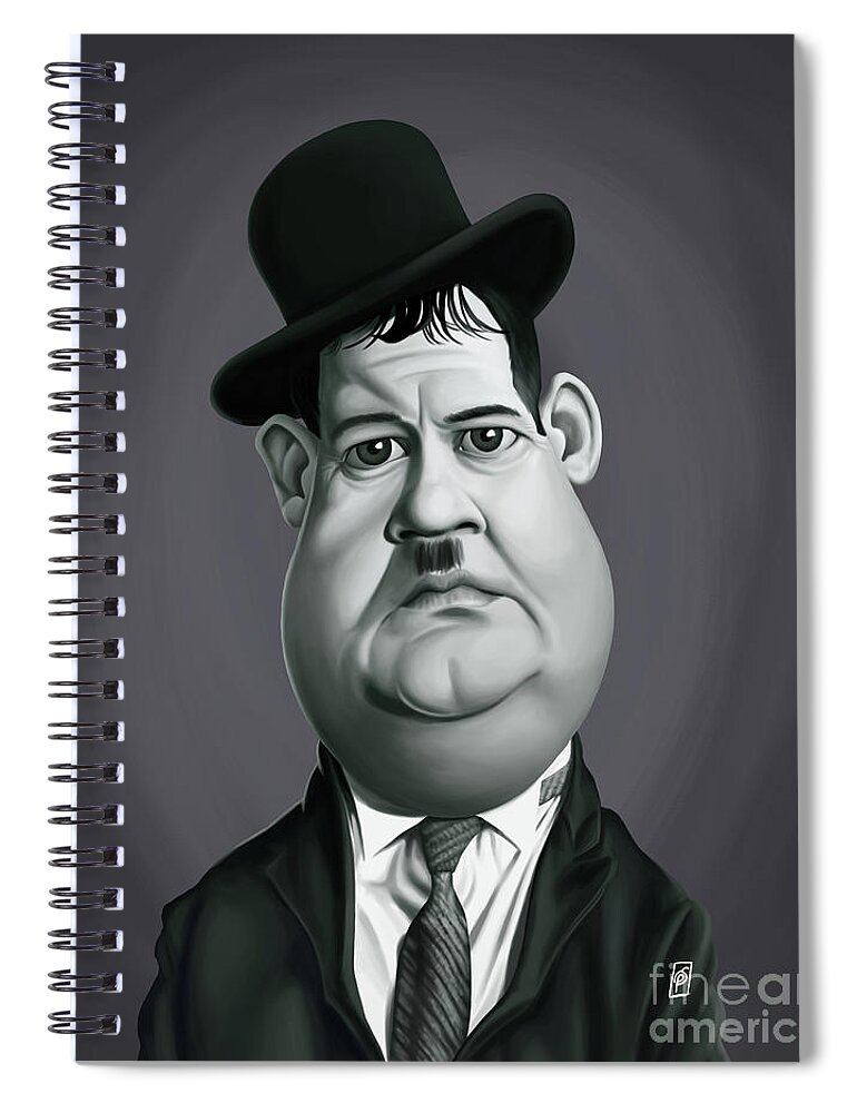 Illustration Spiral Notebook featuring the digital art Celebrity Sunday - Oliver Hardy by Rob Snow