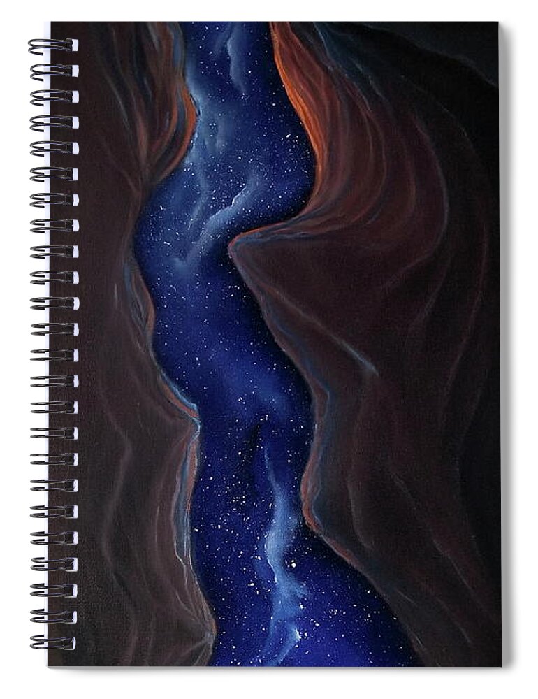 Slot Canyon Spiral Notebook featuring the painting Celestial River by Neslihan Ergul Colley