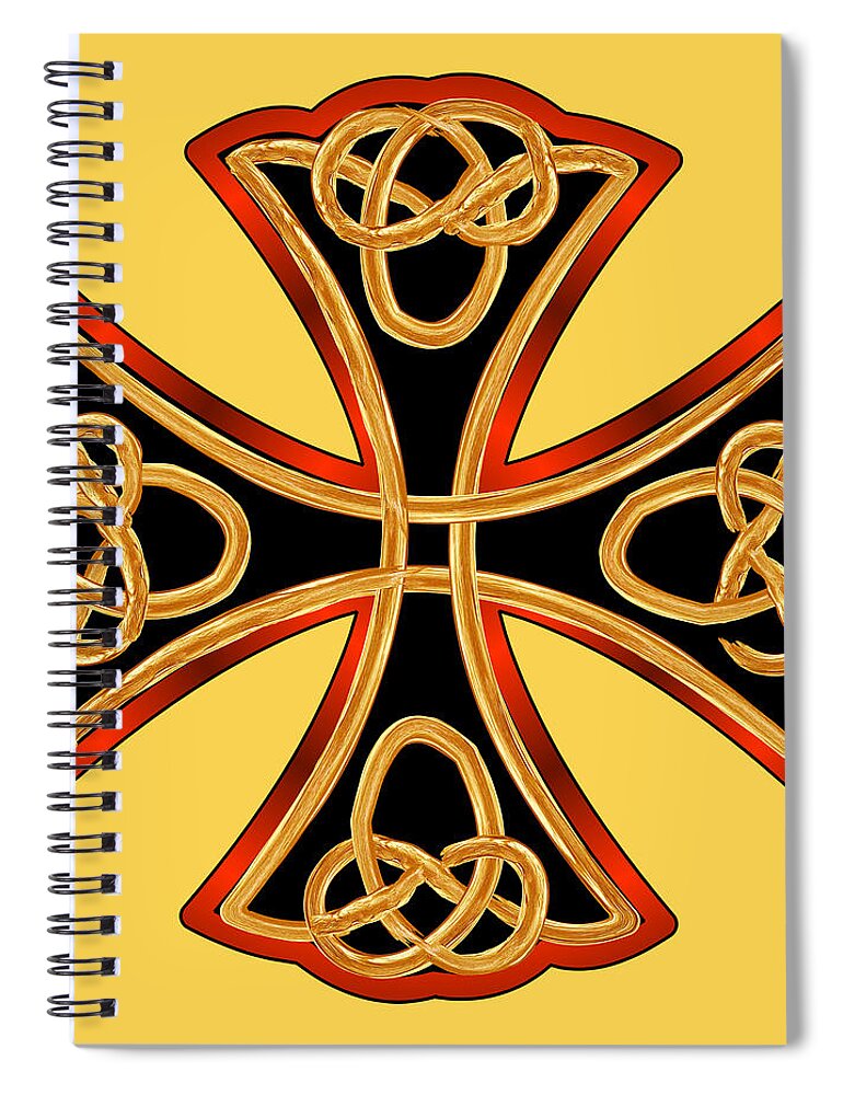 Britian Spiral Notebook featuring the photograph Celtic Cross In Yellow by Theresa Tahara