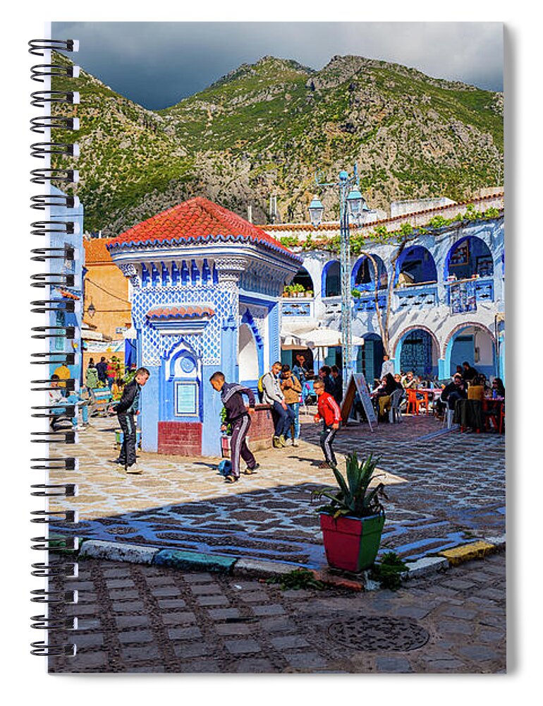 Africa Spiral Notebook featuring the photograph Central Park at Chefchaouen by Arj Munoz