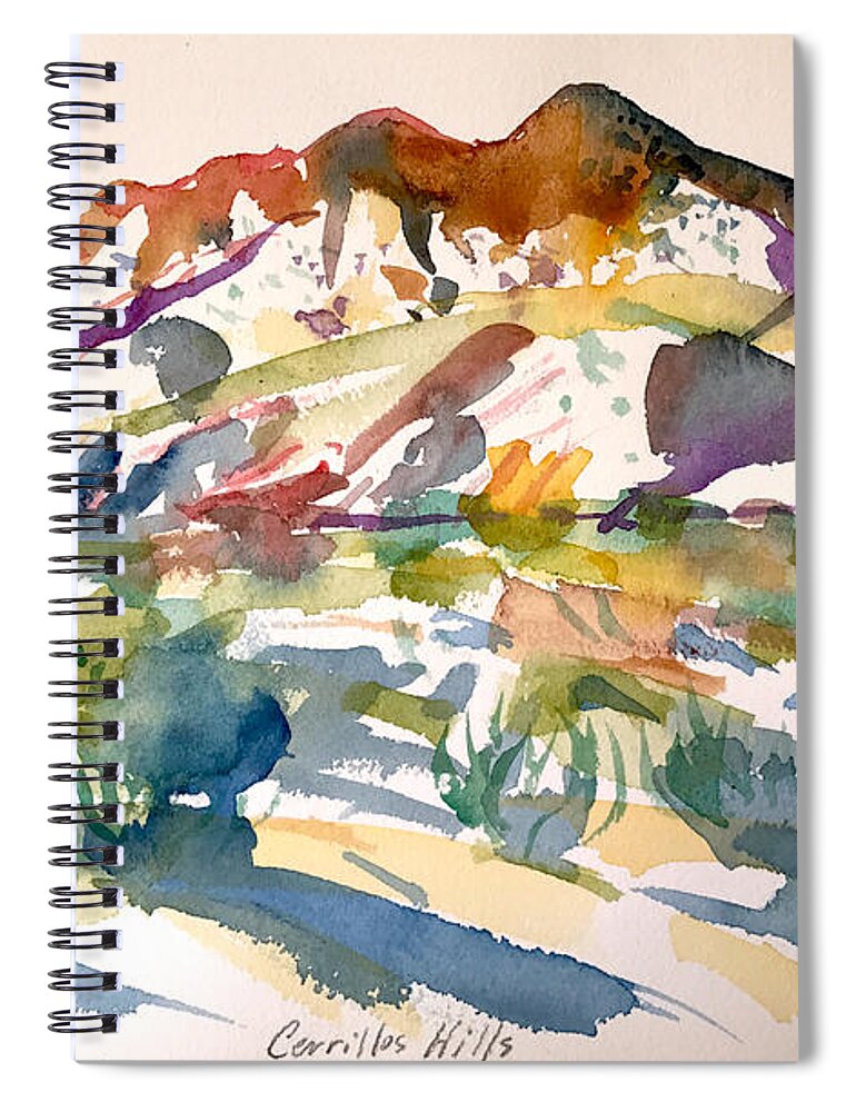 Watercolor Spiral Notebook featuring the painting Cerrillos Hills by Glen Neff