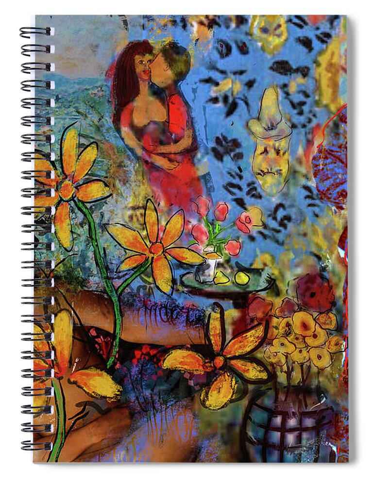 *db Spiral Notebook featuring the painting Chagall, Bonnard, a naked lady, flowers and a soldier digital pa by Jeremy Holton