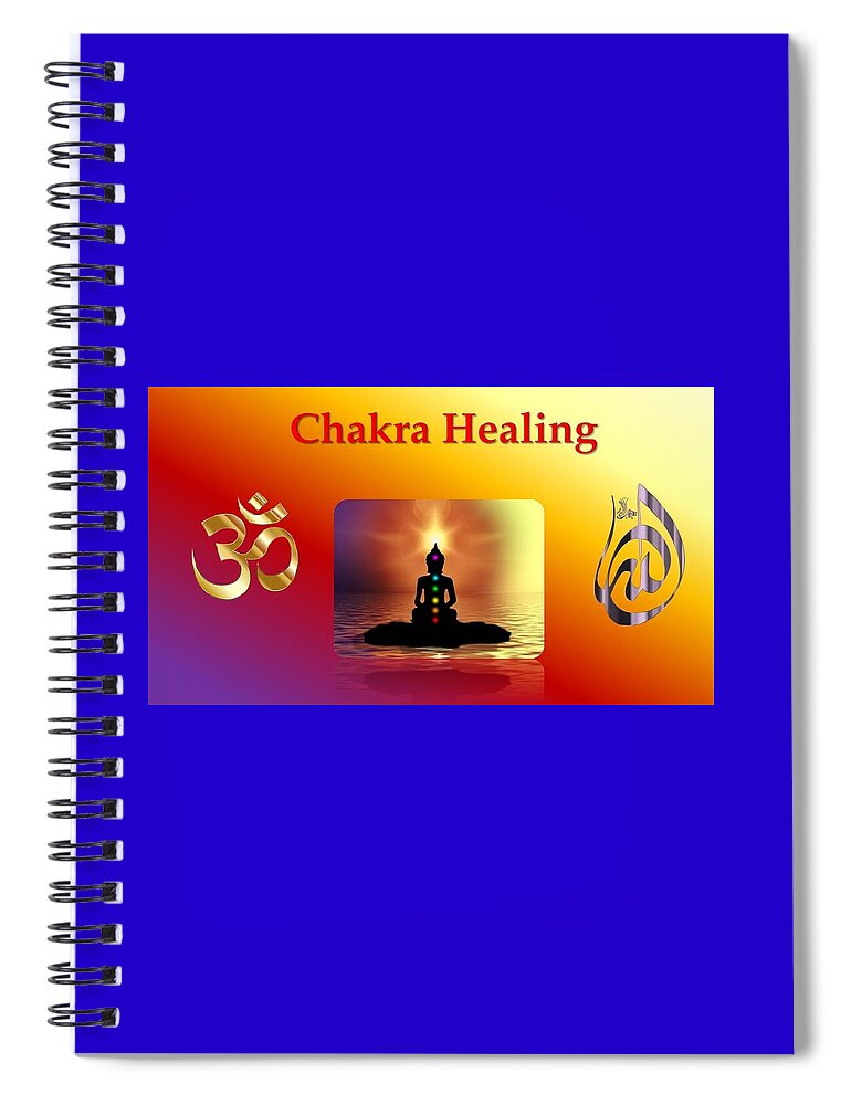 Chakras Spiral Notebook featuring the mixed media Chakra Healing by Nancy Ayanna Wyatt