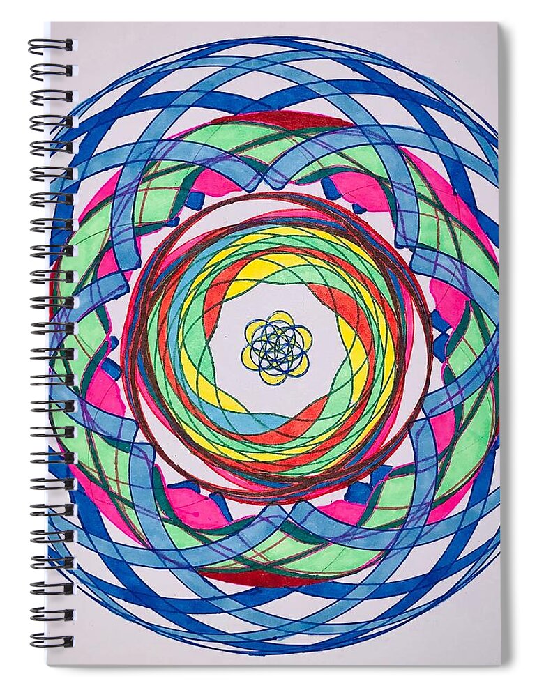 Blue Spiral Notebook featuring the drawing Chakra Series #7 by Steve Sommers