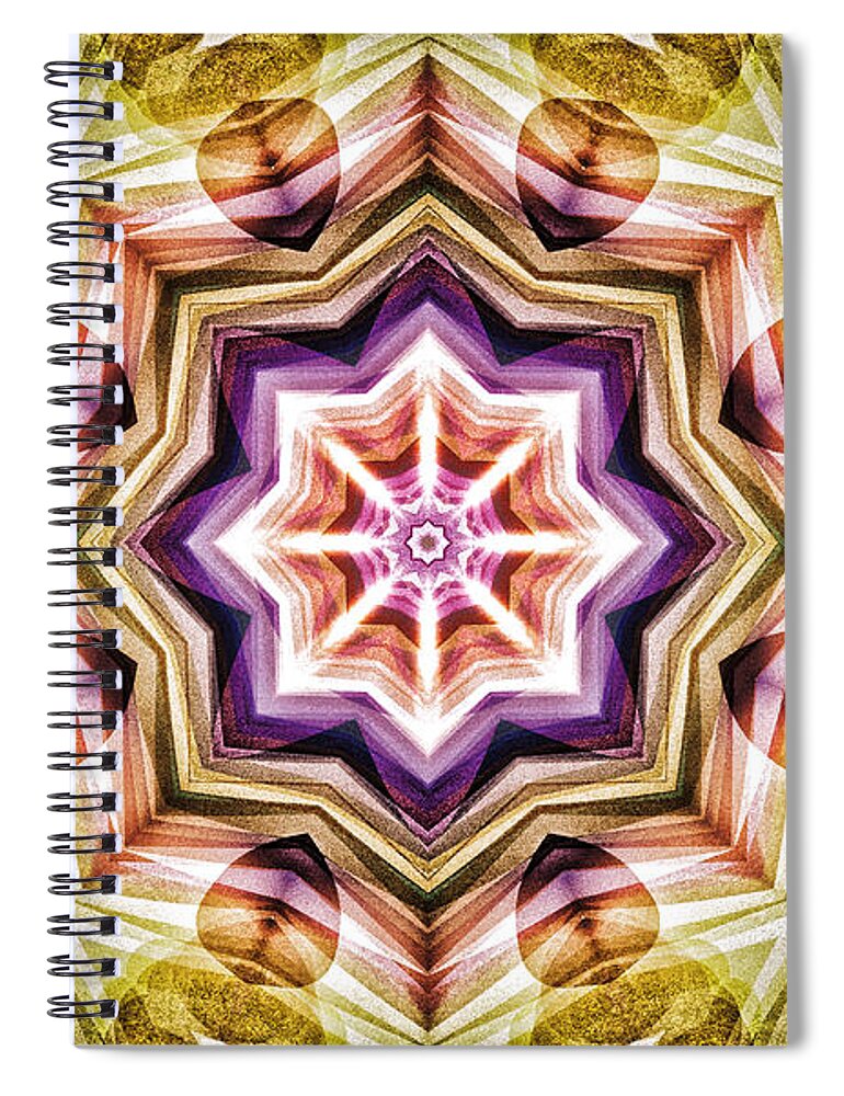 Mandala Spiral Notebook featuring the photograph Chalky Hearts and Stars Mandala by Onedayoneimage Photography