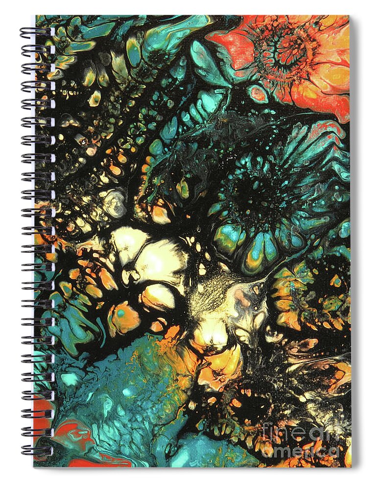 Chameleon Spiral Notebook featuring the painting Chameleon Flow by Zan Savage