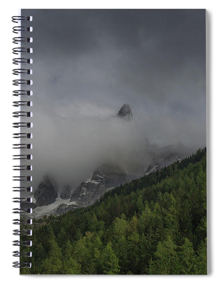 Chamonix Spiral Notebook featuring the photograph Chamonix countryside with Mont Blanc by Andrew Lalchan