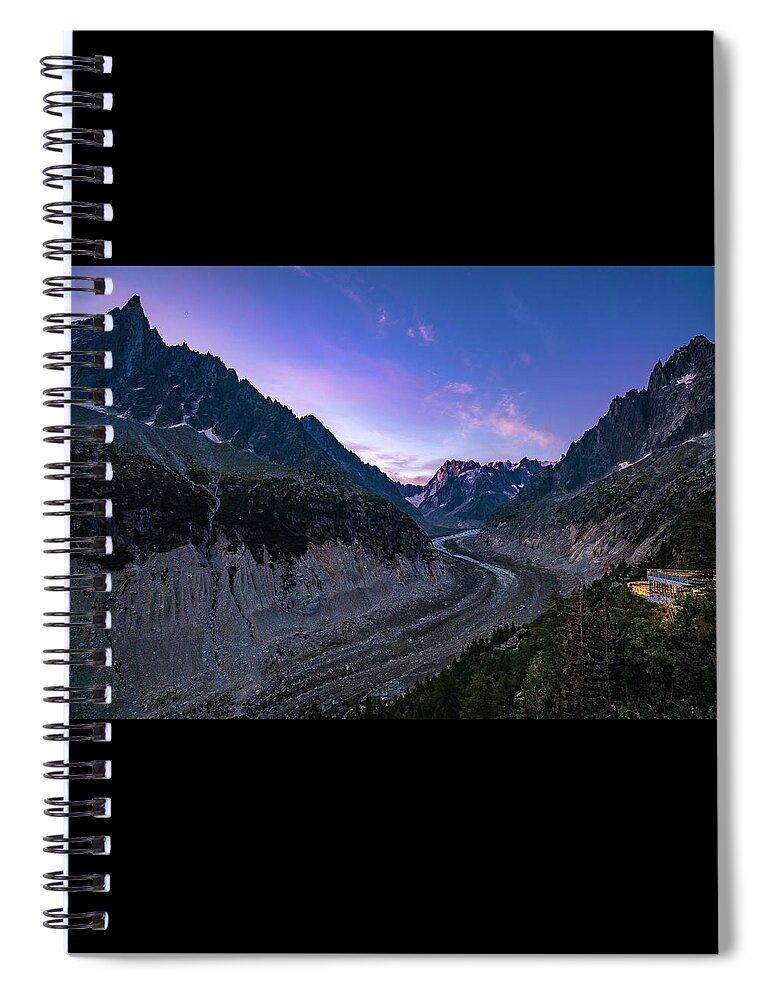Chamonix Spiral Notebook featuring the photograph Chamonix - Mer de Glace aka the Sea of Ice glacier by Olivier Parent