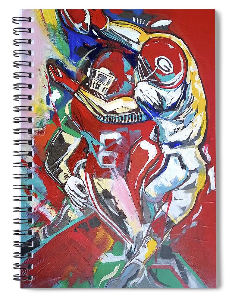Champion Touchdown Spiral Notebook featuring the painting Champion Touchdown by John Gholson