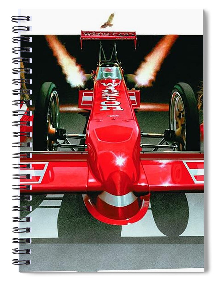 Drag Racing Nhra Top Fuel Funny Car John Force Kenny Youngblood Nitro Champion March Meet Images Image Race Track Fuel Alan Johnson Gary Scelzi Nostalgia Spiral Notebook featuring the painting Champions Flight II by Kenny Youngblood