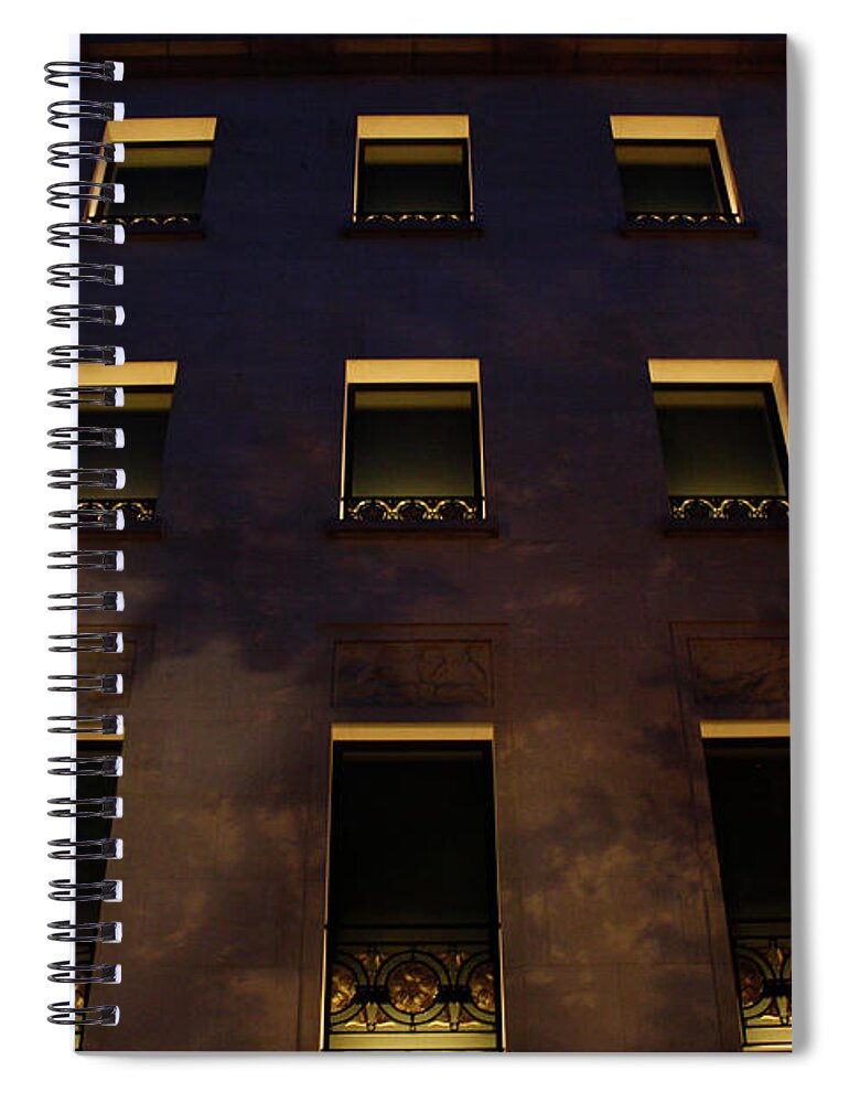 Paris Spiral Notebook featuring the photograph Champs Elysees by Night by Wilko van de Kamp Fine Photo Art