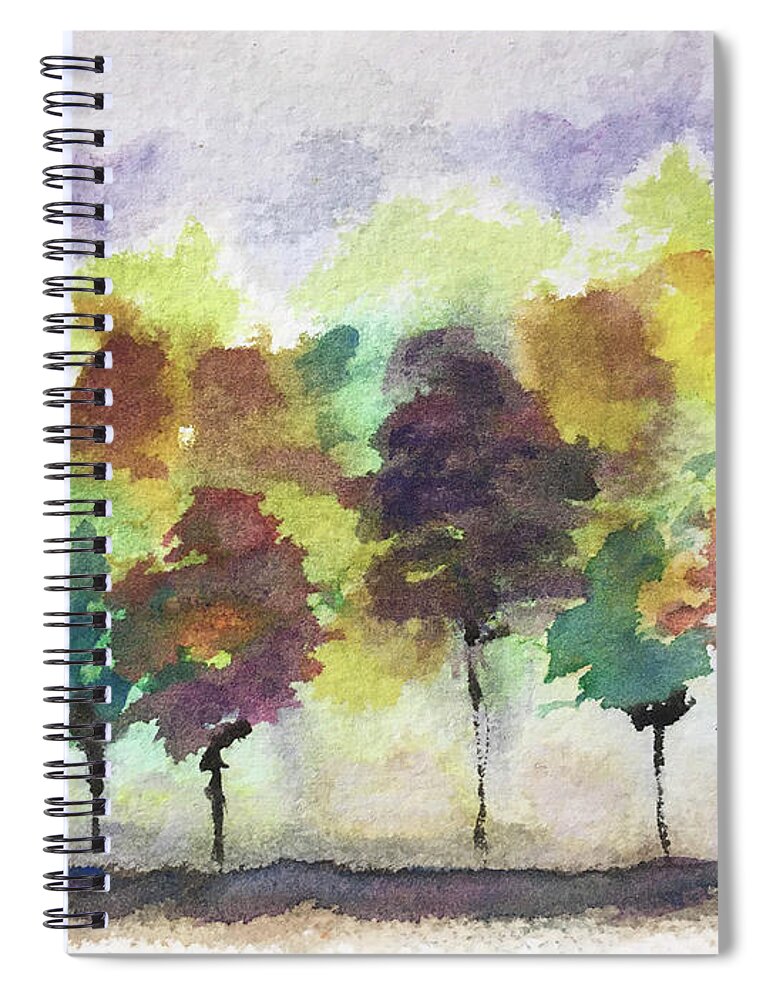 Trees Spiral Notebook featuring the painting Changing Season by Roxy Rich