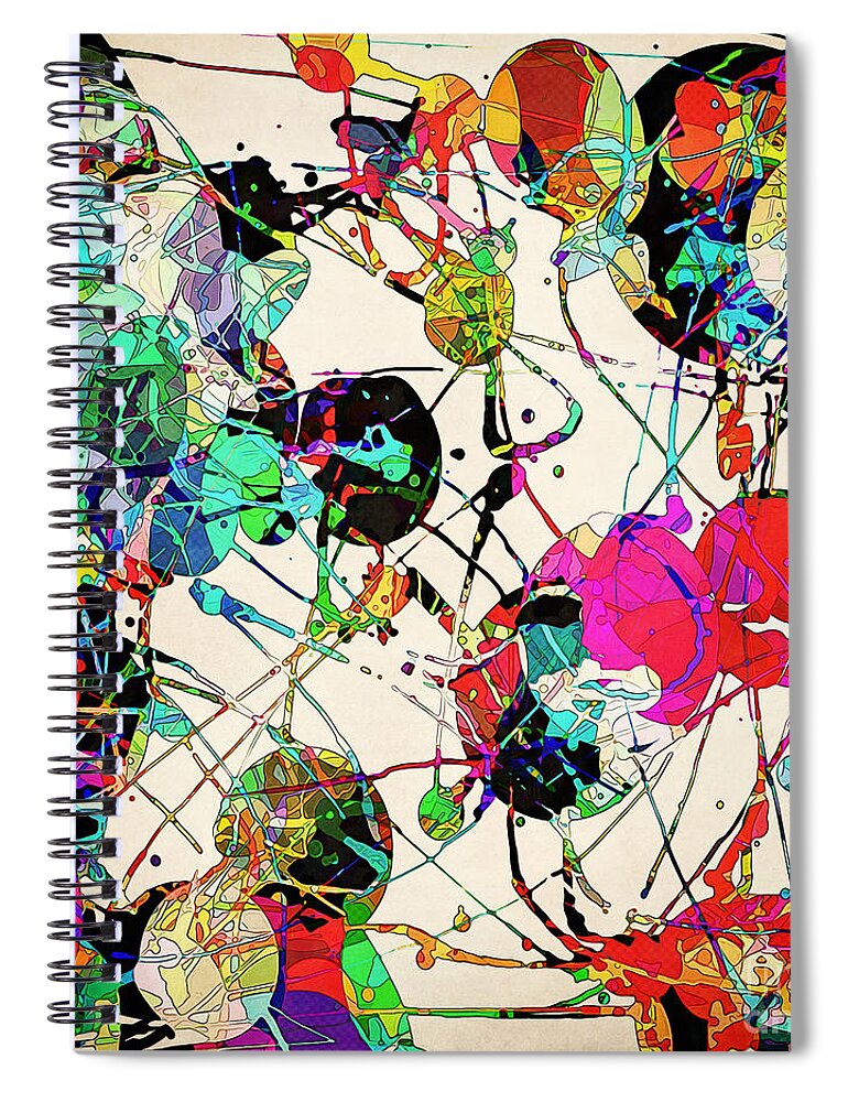 Abstract Expressionism Spiral Notebook featuring the digital art Chaotic Clusters of Color by Phil Perkins