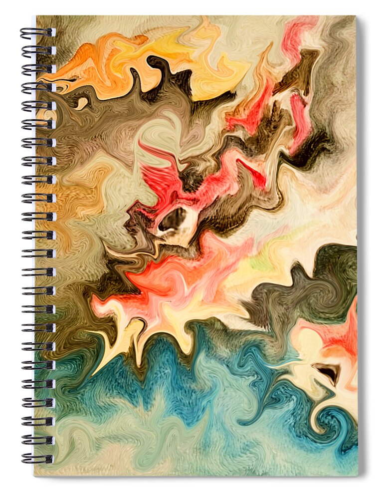 Abstract Painting Spiral Notebook featuring the digital art Chaos by Stacie Siemsen