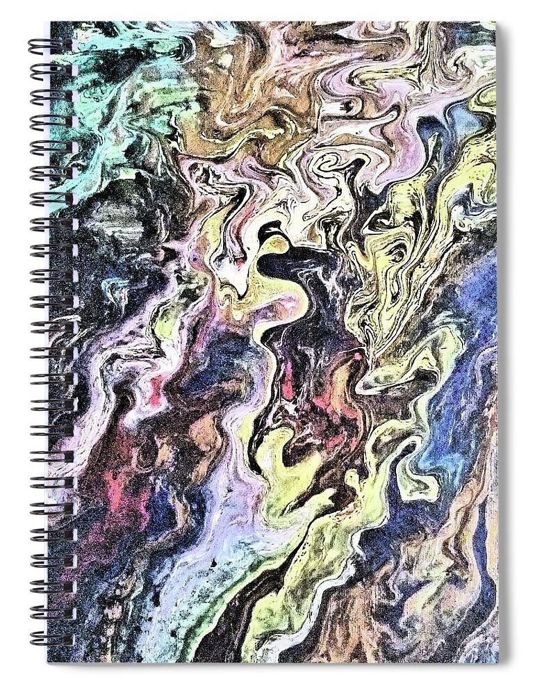Abstract Spiral Notebook featuring the painting Chaos Theroy II by Pour Your heART Out Artworks