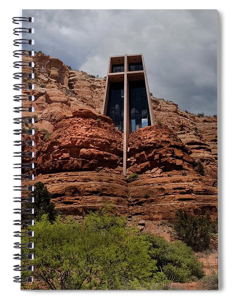 Chapel Spiral Notebook featuring the photograph Chapel in the Red Rocks by Laura Putman