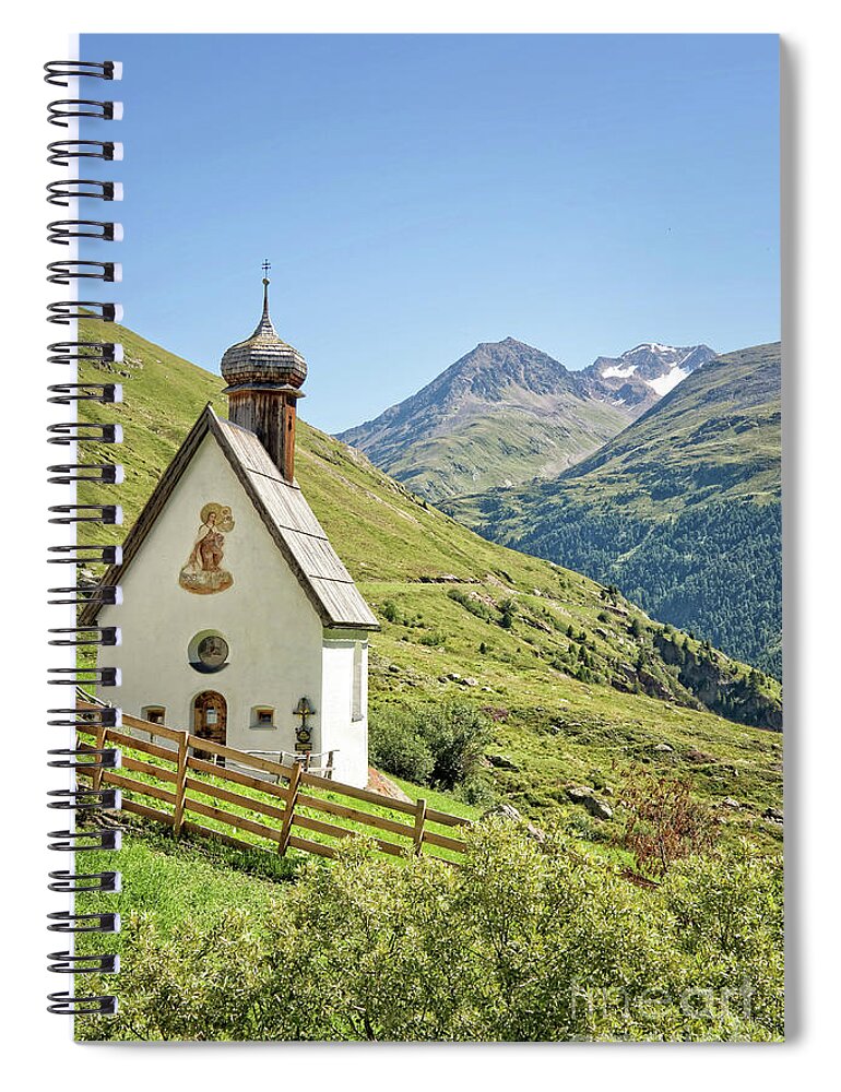 Tyrol Spiral Notebook featuring the photograph Chapel in Tyrol by Delphimages Photo Creations