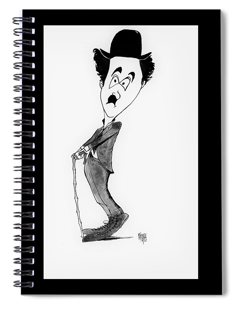 Classic Spiral Notebook featuring the drawing Charlie Chaplin 2 by Michael Hopkins