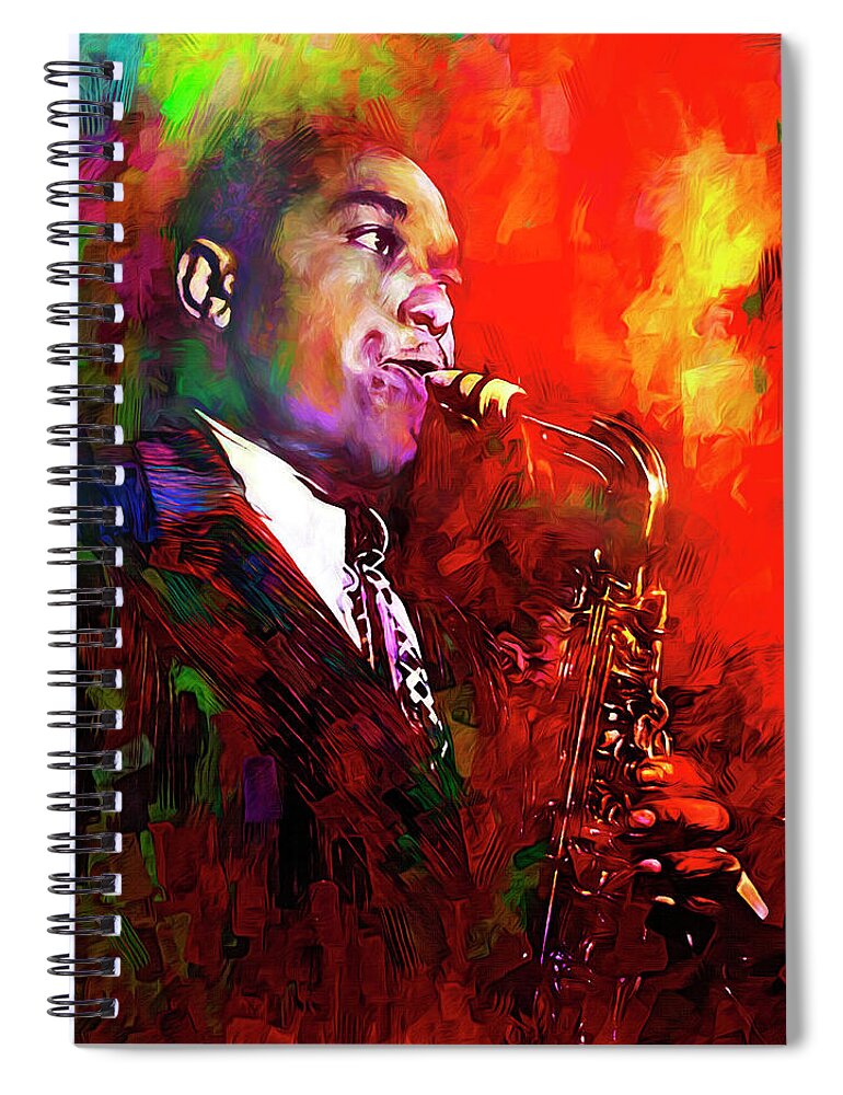 Charlie Parker Spiral Notebook featuring the digital art Charlie Parker by Mal Bray