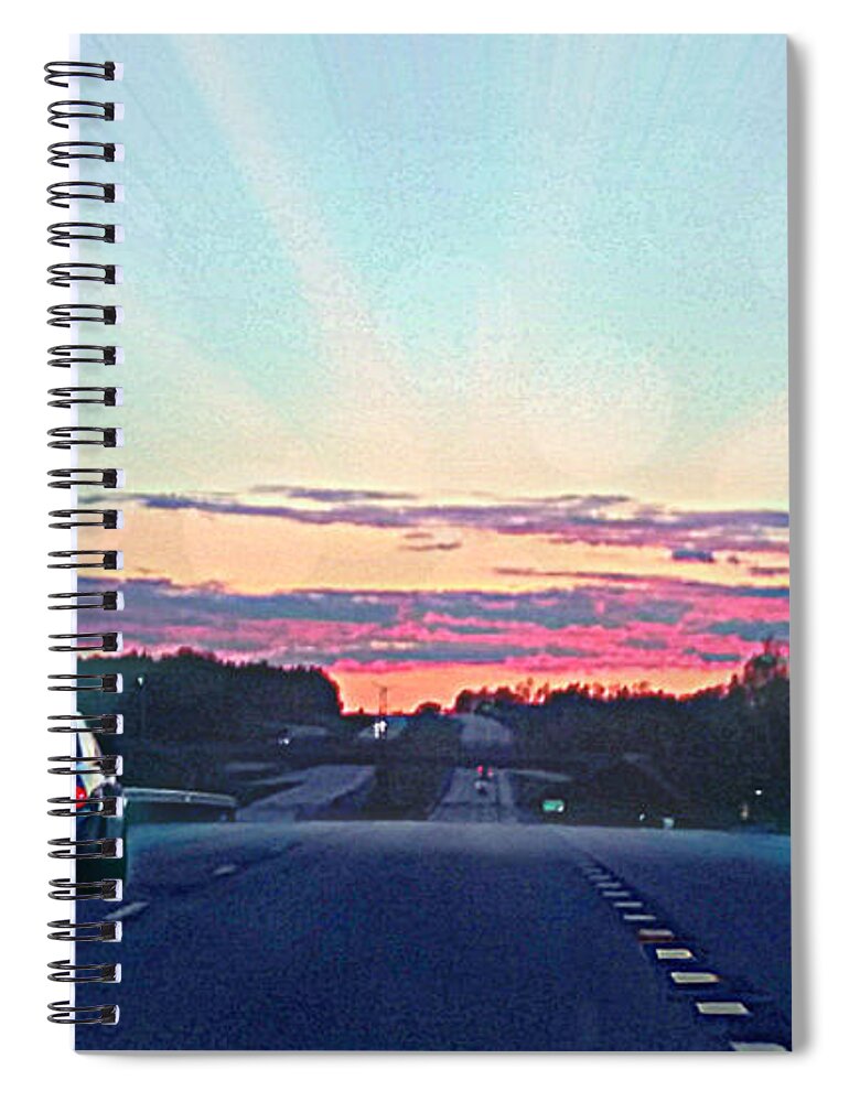 Pink Clouds Spiral Notebook featuring the mixed media Chasing Pink Clouds by Diamante Lavendar