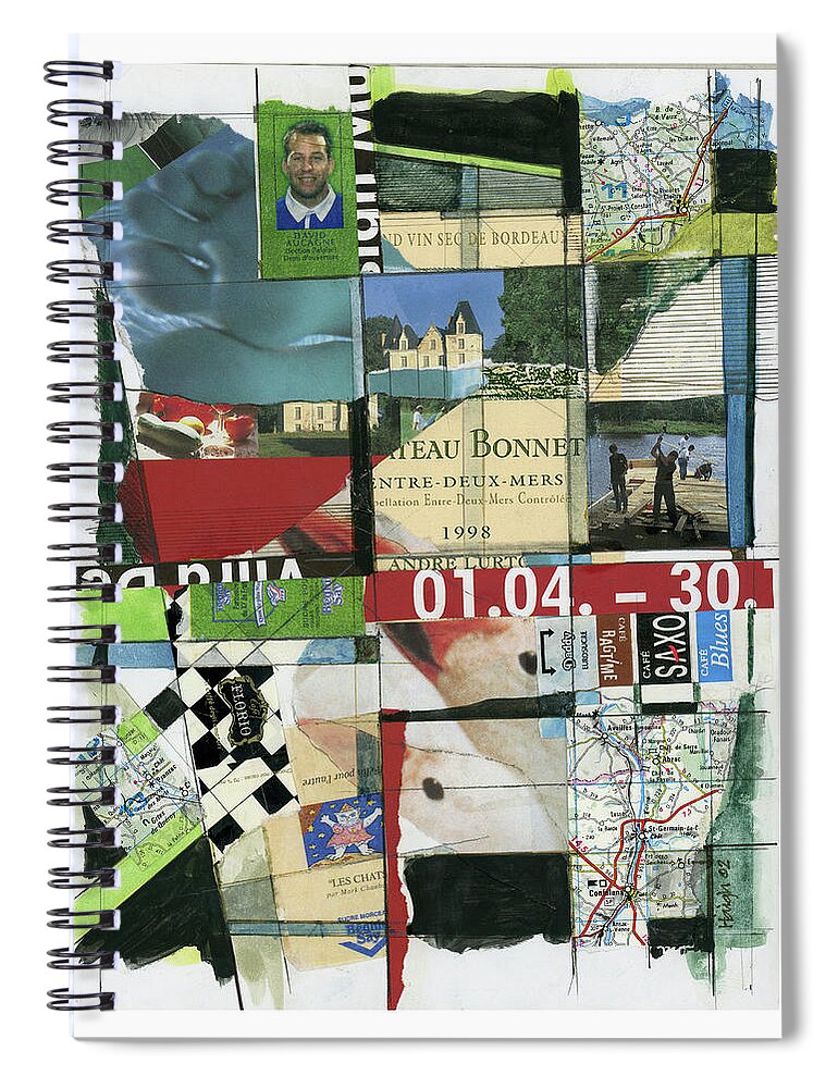 Collage Spiral Notebook featuring the mixed media Chateau Bonnet by Paul HAIGH