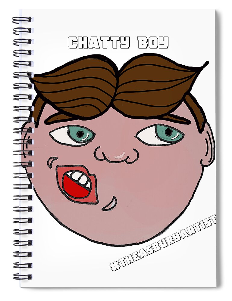 Asbury Park Spiral Notebook featuring the painting Chatty Boy NB by Patricia Arroyo