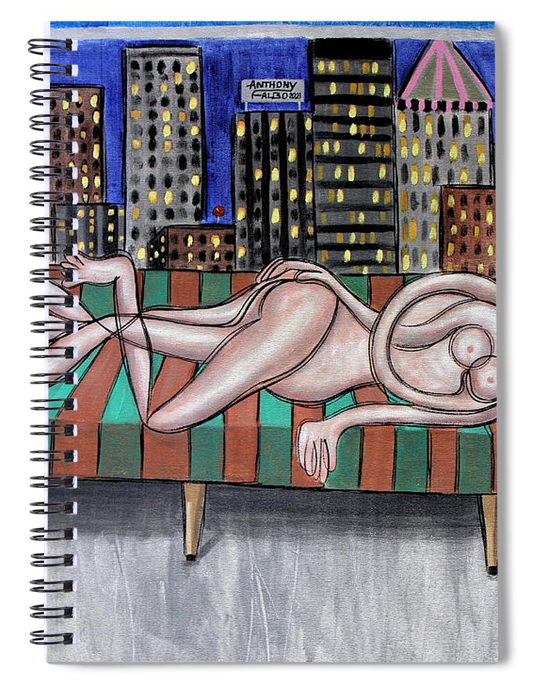 Nude Spiral Notebook featuring the painting Cheap Room With A View by Anthony Falbo