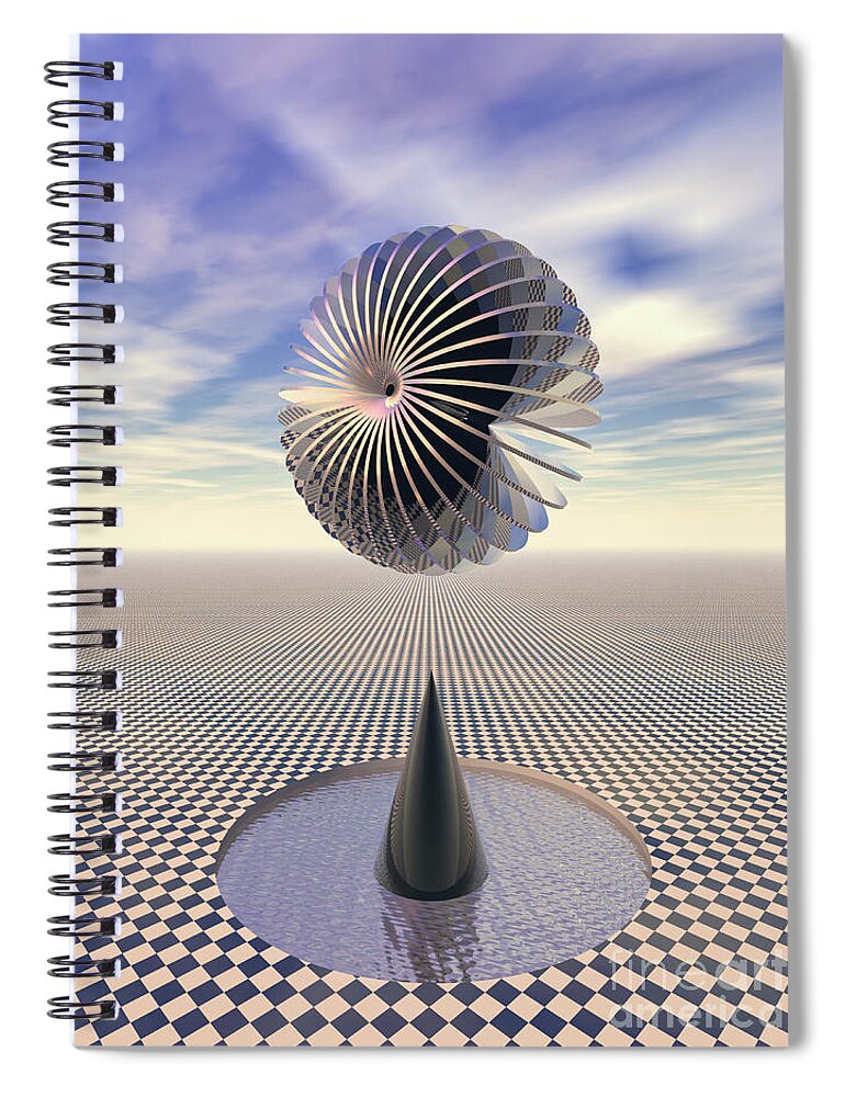 Gravity Spiral Notebook featuring the digital art Checkers Landscape by Phil Perkins