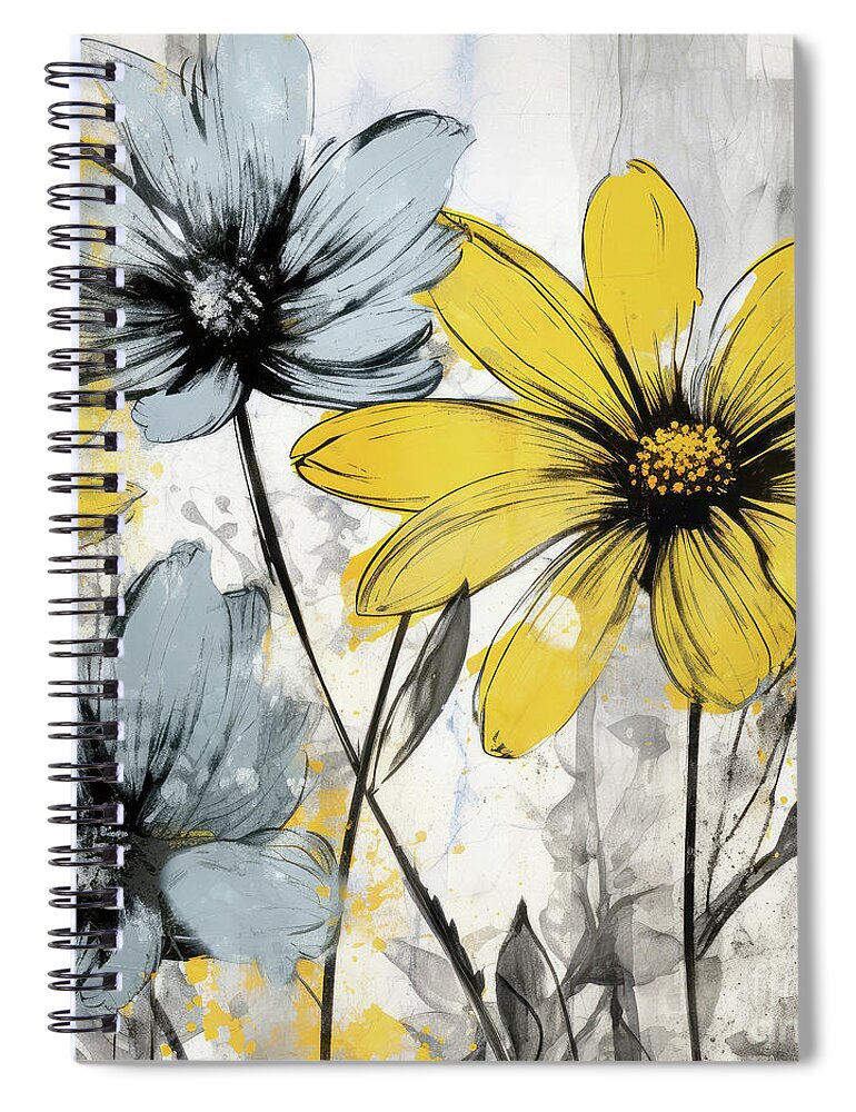 Daisy Spiral Notebook featuring the painting Cheerful Daisies 3 by Tina LeCour