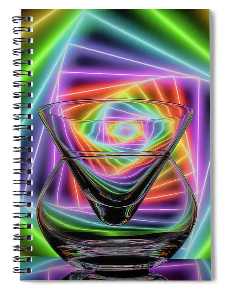Refracting Glassware Spiral Notebook featuring the photograph Cheers to the Season by Sylvia Goldkranz