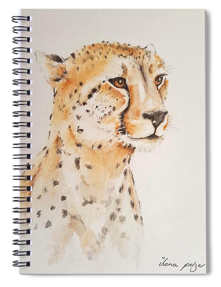 Animal Spiral Notebook featuring the painting Cheetah by Ilona Petzer