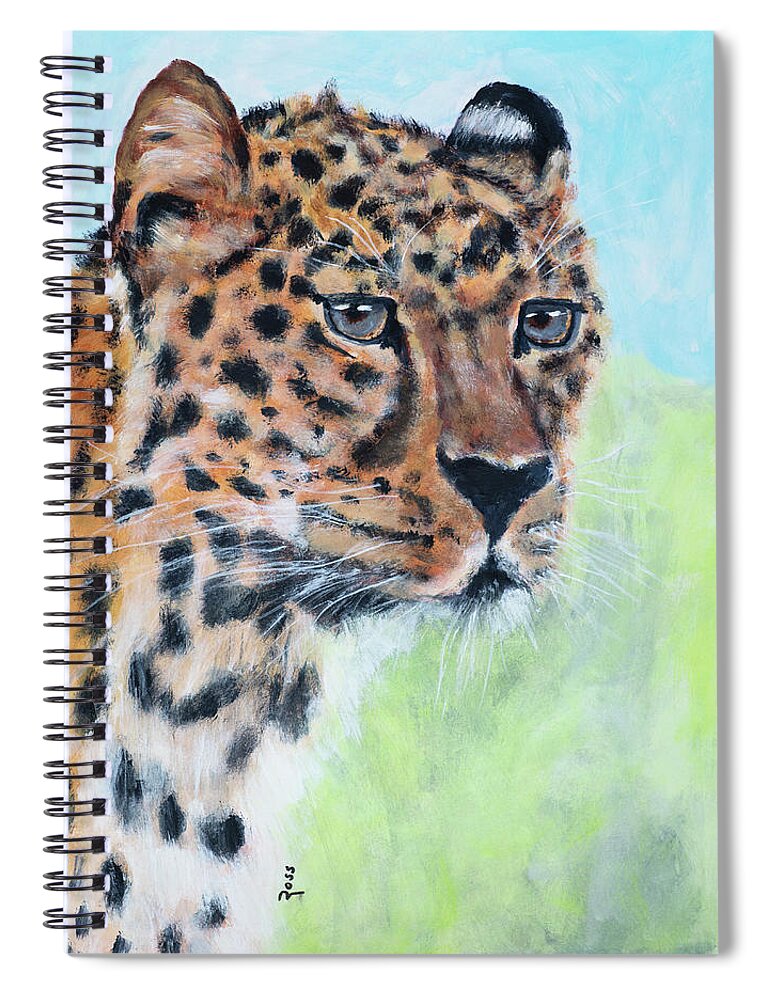 Cheetah Spiral Notebook featuring the painting Cheetah by Mark Ross