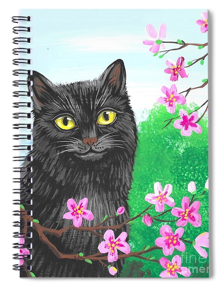 Print Spiral Notebook featuring the painting Cherry Blossom by Margaryta Yermolayeva