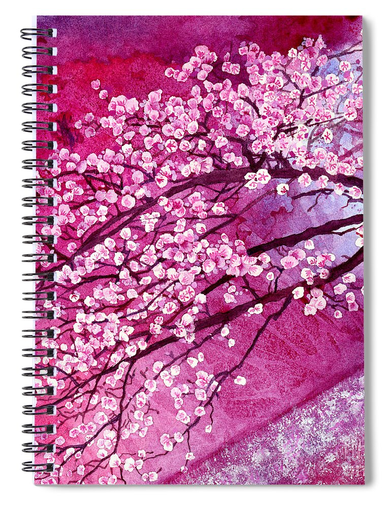 Cherry Blossom Spiral Notebook featuring the painting Cherry Blossoms - In Bloom by Hailey E Herrera