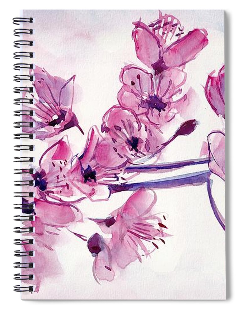 Cherry Spiral Notebook featuring the painting Cherry Flowers by George Cret