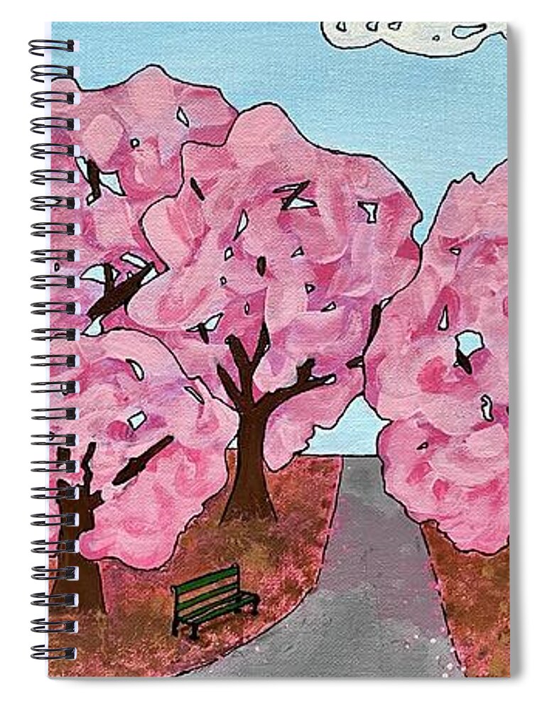 Cherry Trees Spiral Notebook featuring the painting Cherry Trees by Wendy Golden