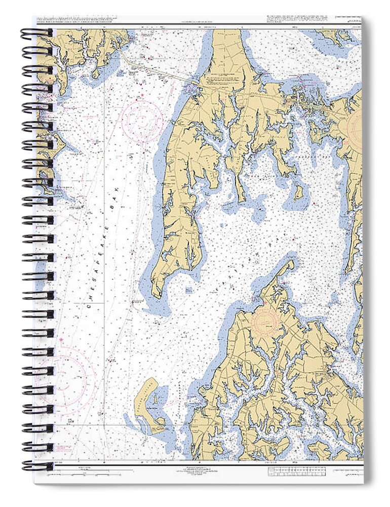 Chesapeake Bay Eastern Bay And South River Spiral Notebook featuring the digital art Chesapeake Bay Eastern Bay and South River, NOAA Chart 12270 by Nautical Chartworks