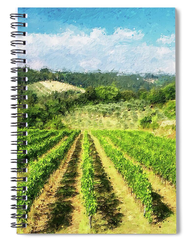 Tuscany Spiral Notebook featuring the painting Chianti, Tuscany - 05 by AM FineArtPrints
