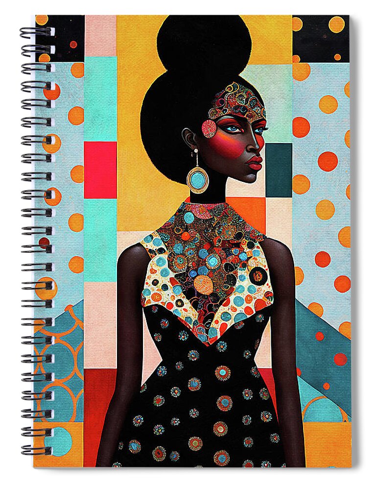 Black Woman Spiral Notebook featuring the digital art Chic Black Woman by Peggy Collins