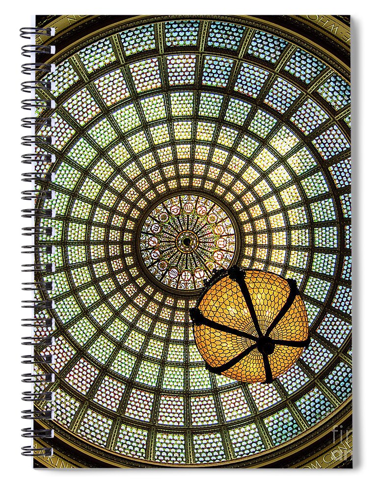Art Spiral Notebook featuring the photograph Chicago Cultural Center Dome Square by David Levin